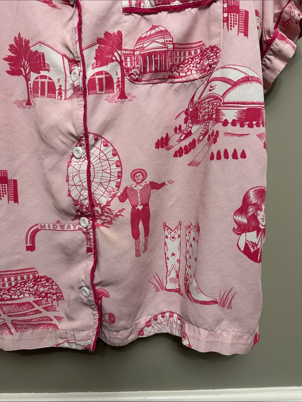 Katie Kime Dallas toile 2 piece short pajama set Sz M - Picture 5 of 9